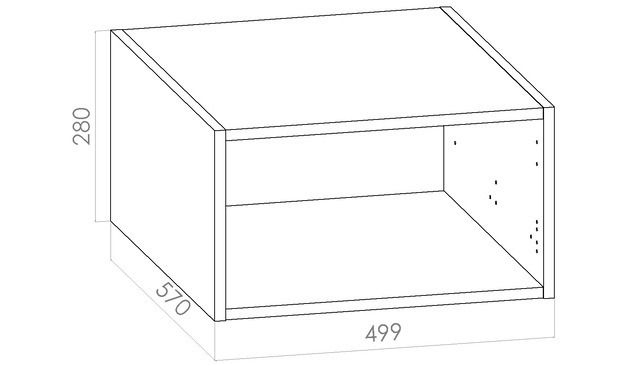 Yläkomero leveys 500mm / K280mm / S570mm