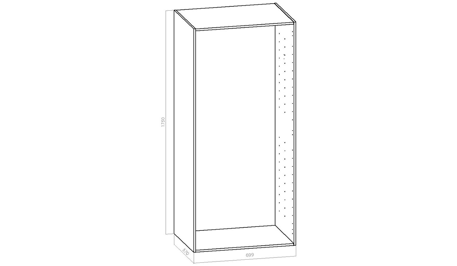 Komeron runko - L 700mm (70cm) - S 570mm - K 1750 (1900)