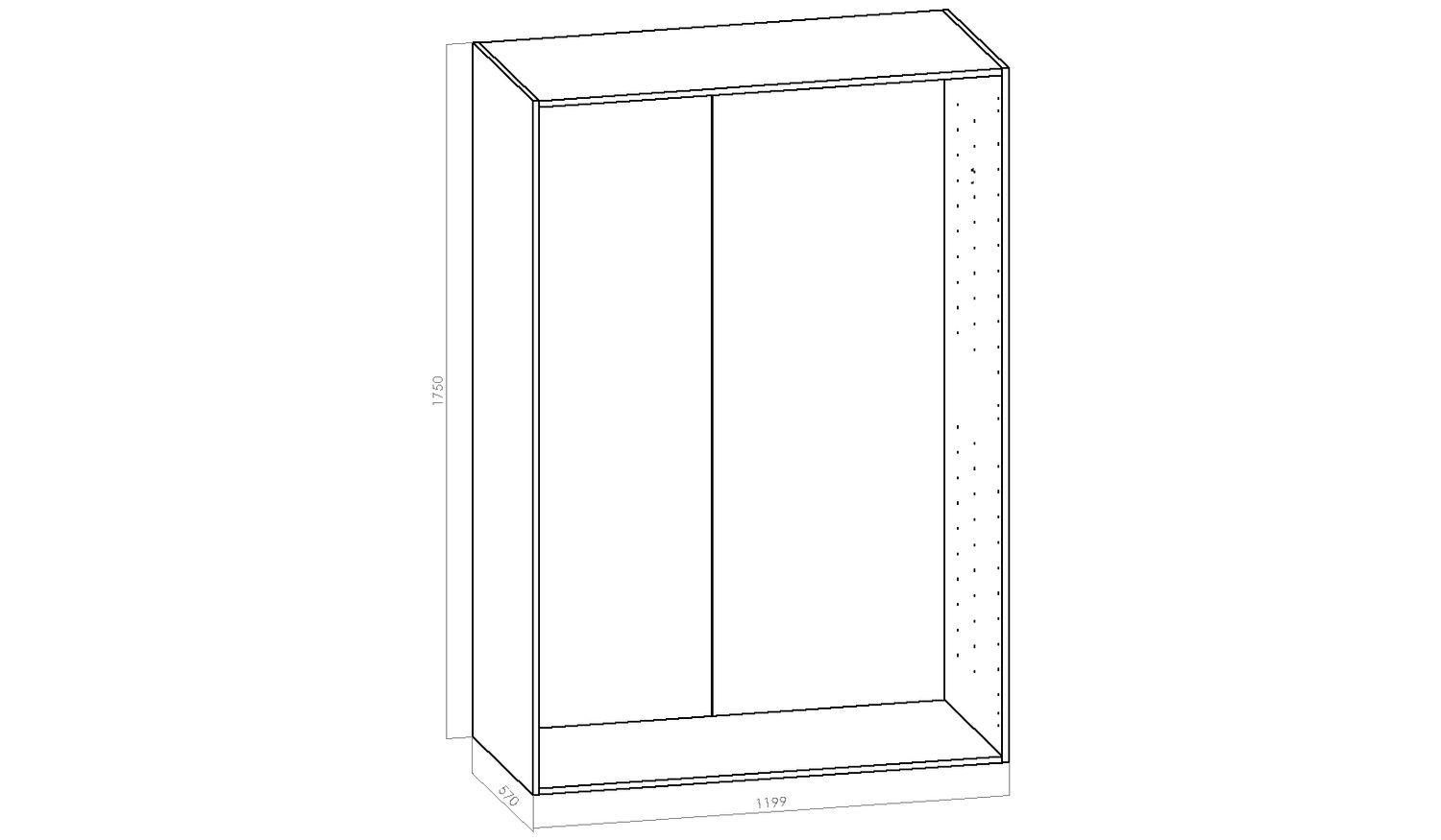 Komeron runko - L 1200mm (120cm) - S 570mm - K 1750 (1900)
