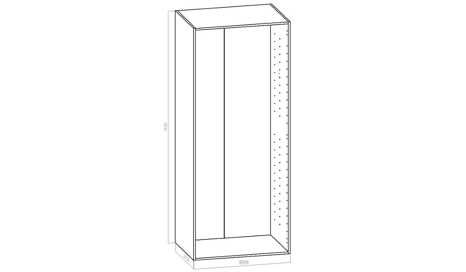 Komeron runko - L 900mm (90cm) - S 570mm - K 1920mm (2070)