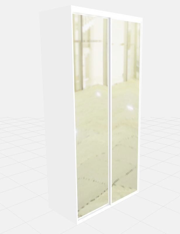 Liukuovikomero L 1200mm K 2000-2500mm S 500-600mm - kahdella ovella - monta vaihtoehtoa