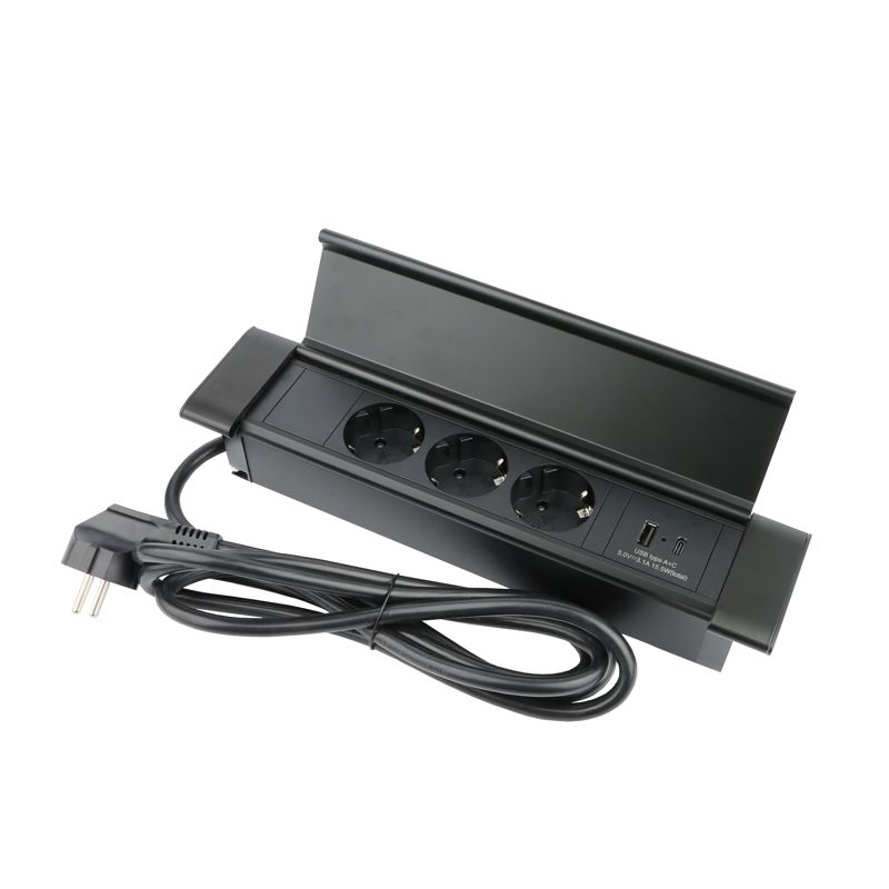 SOLINA FLAT + USB A&amp;C - tyylikäs upotettava pistorasiayksikkö - musta