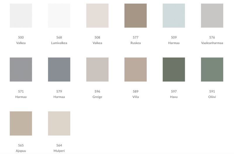 Josadoor ovien värimallit - mallipala väreistä