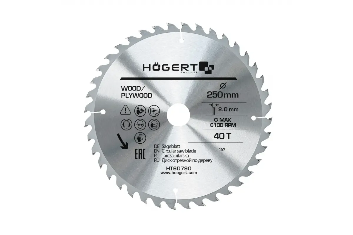 Sirkkelinterä / Katkaisuterä 250 mm – 40T, TCT, ATB - kovametalliterä puu,levyt ym.