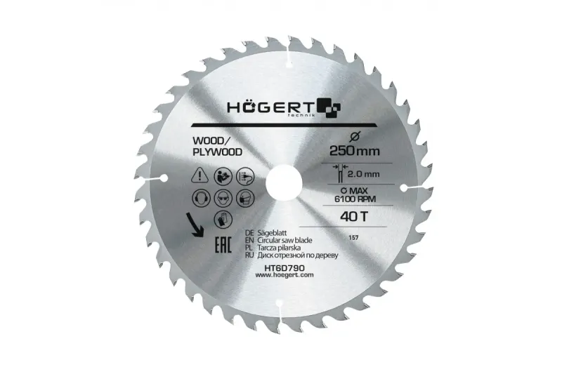 Sirkkelinterä / Katkaisuterä 250 mm – 40T, TCT, ATB - kovametalliterä puu,levyt ym.