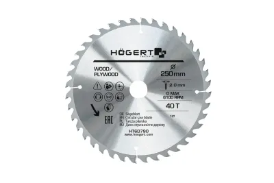 Sirkkelinterä / Katkaisuterä 250 mm – 40T, TCT, ATB - kovametalliterä puu,levyt ym.