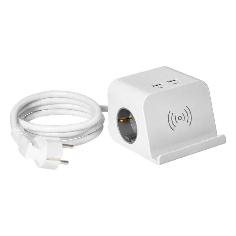 SOLINA DESK 2 pistorasia - 2xpistoke - 4xUSB (2xA-2xC) - Langaton latauspiste - helppo kiinnitys