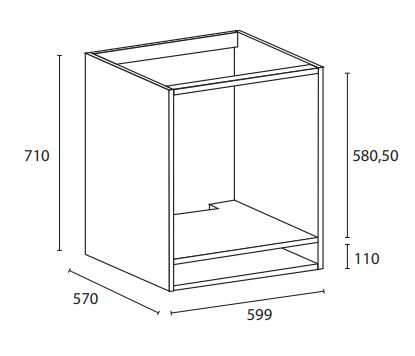 Uunikaappi - Leveys 600mm (60cm) / K710mm / S570mm - kosteuden kestävä