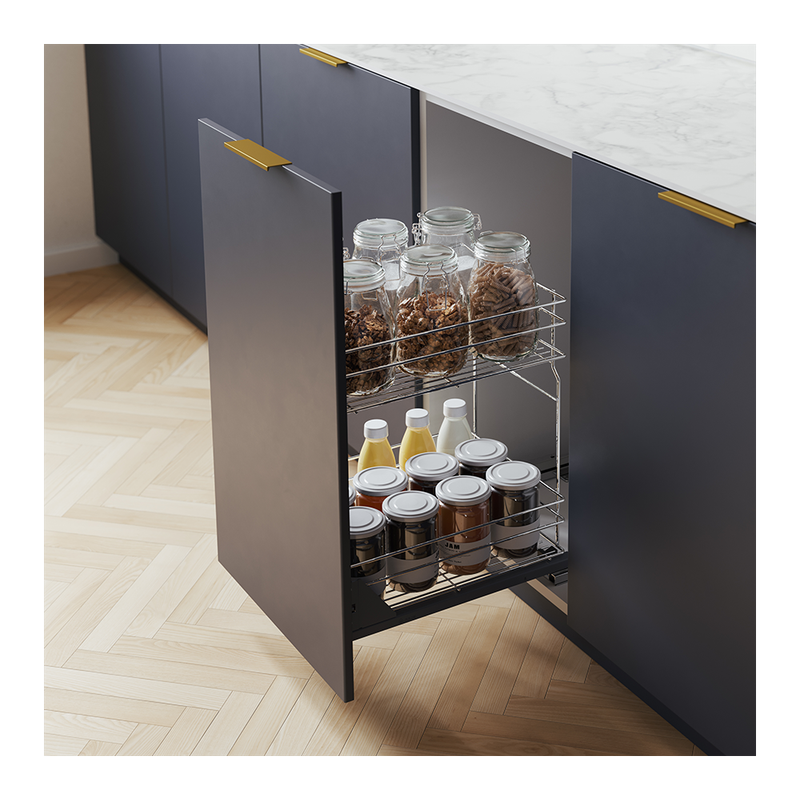 Tarvikevaunu/patavaunu - 2 hyllyä - M50 - kromi