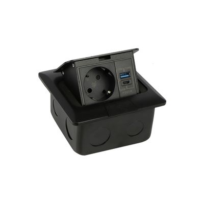 FLOOR BOX musta lattiaan upotettava pistorasia