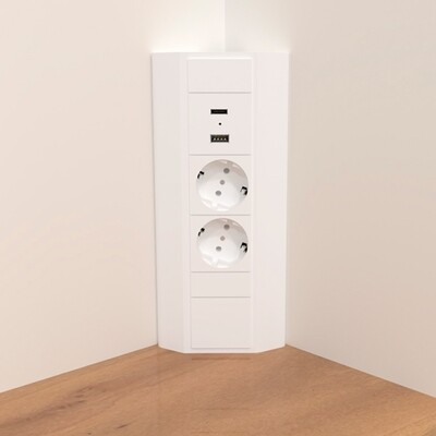 SOLINA CORNER USB A&amp;C - kulmapistorasia - valkoinen