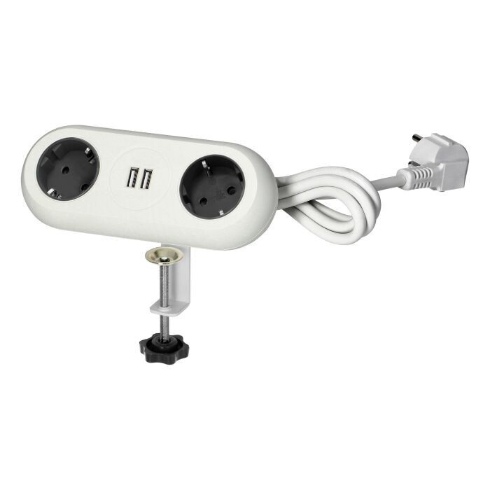 Pöytään kiinnitettävä pistorasia - 2xpistoke + 2xUSB A