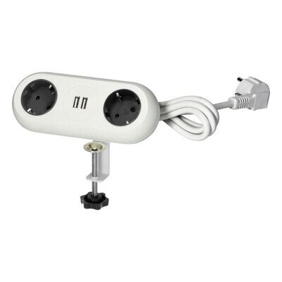 Pöytään kiinnitettävä pistorasia - 2xpistoke + 2xUSB A