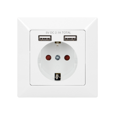 Upotettava latauspistorasia SCHUKO + 2xUSB A portti