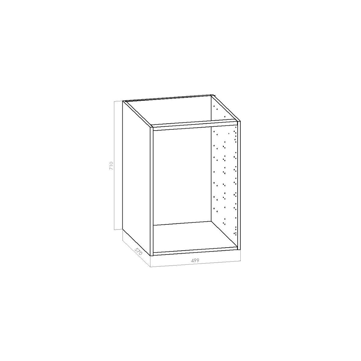 Keittiön alakaappi 50 cm (500 mm) | kotimainen kosteudenkestävä kalusterunko – K710 x S570 mm