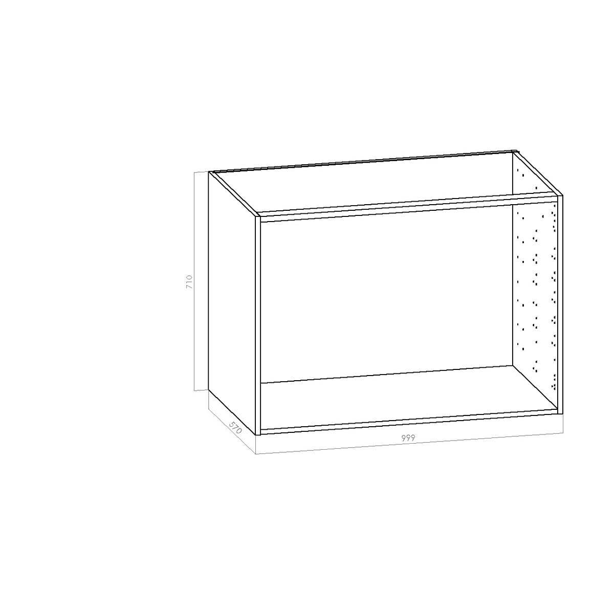 Keittiön alakaappi 100 cm (1000 mm) | kotimainen kosteudenkestävä kalusterunko – K710 x S570 mm