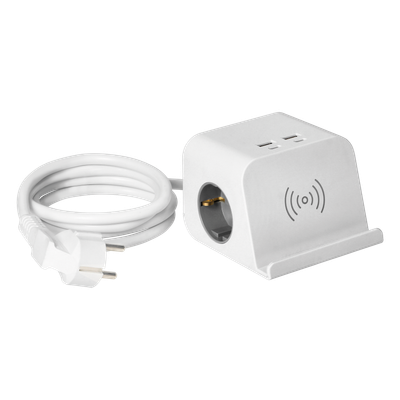 SOLINA DESK 2 pistorasia - 2xpistoke - 4xUSB (2xA-2xC) - Langaton latauspiste - helppo kiinnitys