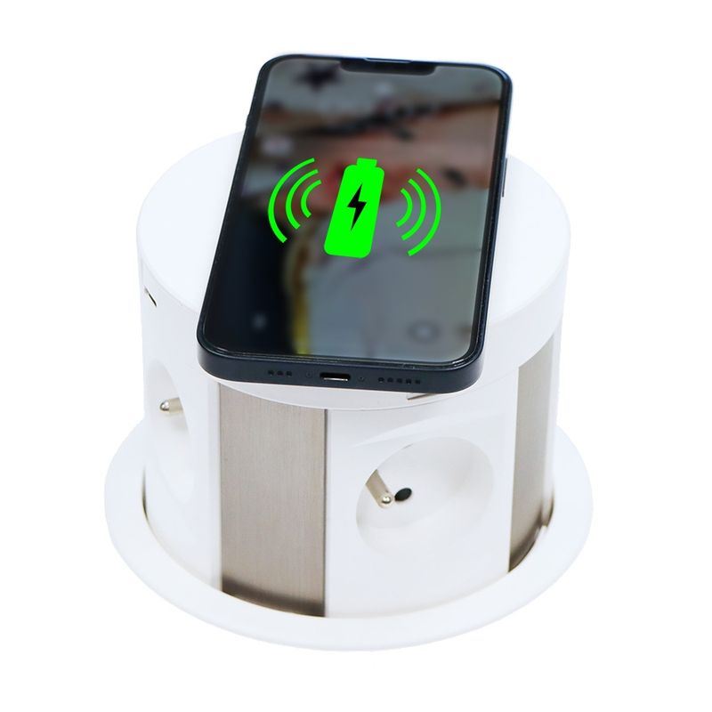 SOLINA RING SUPER -pistorasia, 2xUSB A&amp;C + 4xpistoke + 2xRJ-45 + LANGATON LATAUS - valkoinen