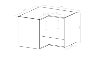Kalusterunko - Alakulmakaappi - 1000x1000mm / K710mm / S570mm - kosteudenkestävä