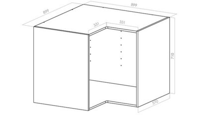 Kalusterunko - Alakulmakaappi - 900x900mm / K710mm / S570mm - kosteudenkestävä