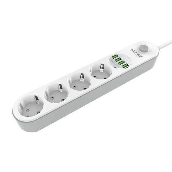 Pistorasia USB-liitännöillä - LDNIO SE4432, 2m