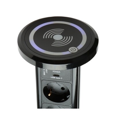 SOLINA TOUCH 3 - Moottoroitu pistorasia induktio latauksella - USB A&amp;C - Musta