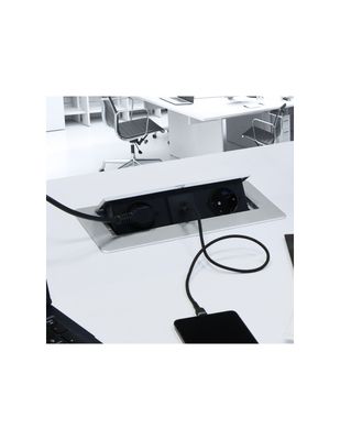 SOLINA SWING USB A&amp;C + 2x schuko - Tasoon upotettava rasia - Harmaa