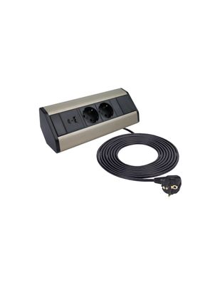 SOLINA CORNER 1 USB A&amp;C - kulmapistorasia - Shampanja teräs