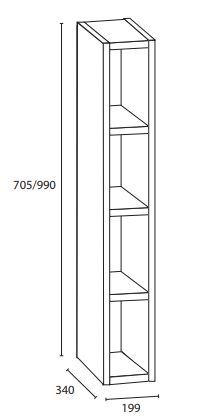 Yläavolokerikko leveys 200mm / K705mm / S340mm - kosteudenkestävä