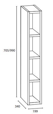 Yläavolokerikko leveys 200mm / K990mm / S340mm - kosteudenkestävä