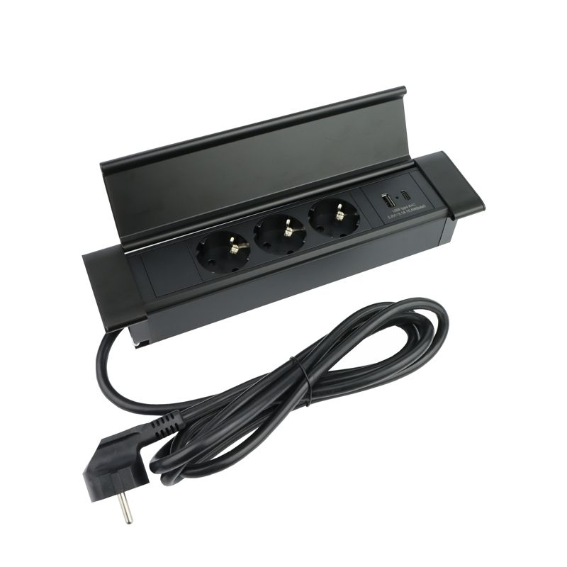 SOLINA FLAT + USB A&amp;C - tyylikäs upotettava pistorasiayksikkö - musta