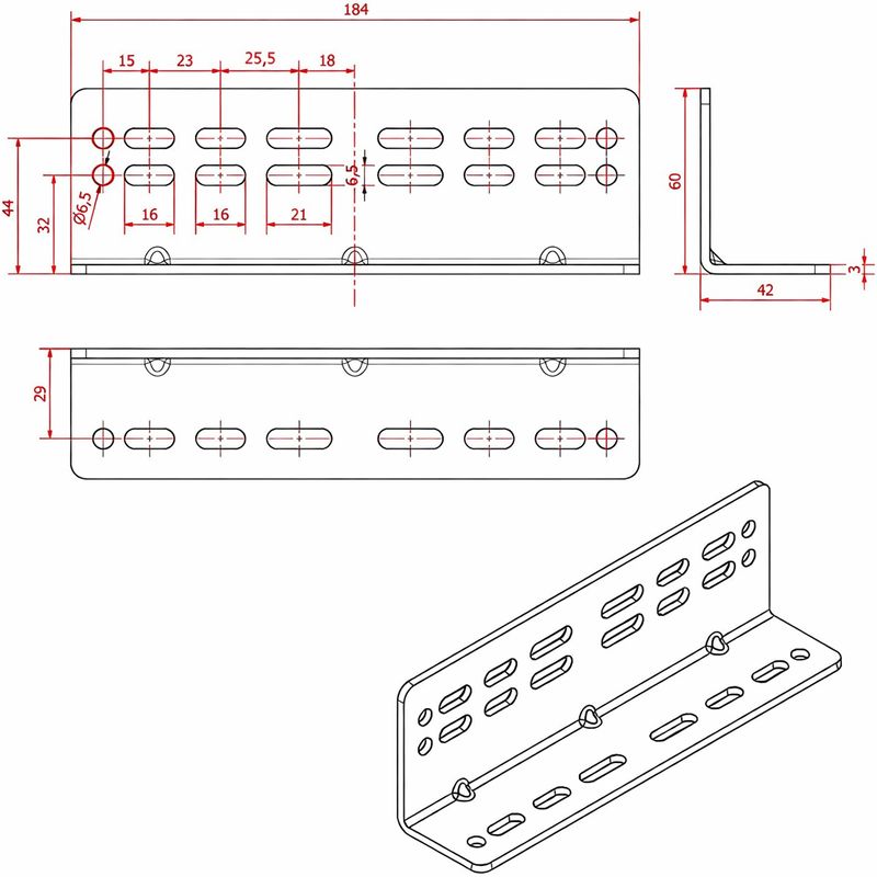184mm kiinnityskannake/kulma 200kg/76mm liukukiskoille - erittäin vahvat - 2kpl paketti