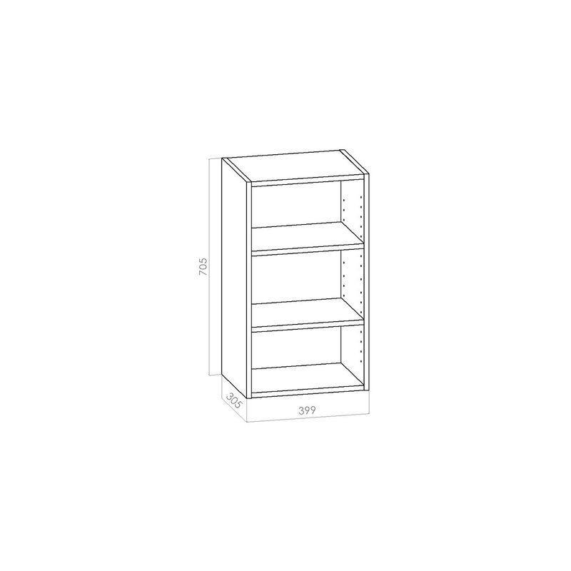 Valmiskaappi sormiuraovella, valkoinen - L400/K705/S305mm