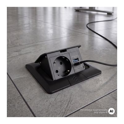 FLOOR BOX lattiapistorasia - tekniset tiedot ja USB-lataustehot