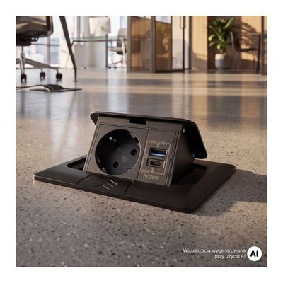 FLOOR BOX lattiapistorasia - suljettuna toimiston lattiassa