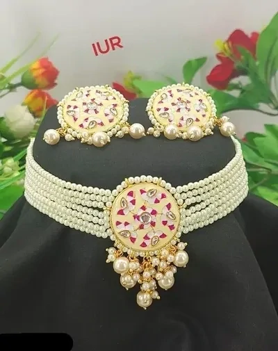 IN - Trendy Women Alloy Choker with Earing Set