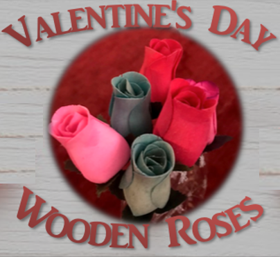 Valentine's Day Wooden Roses (colors will vary)