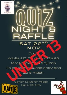 U13 Ticket for Xmas Quiz and Rafffle 22nd Nov 2025