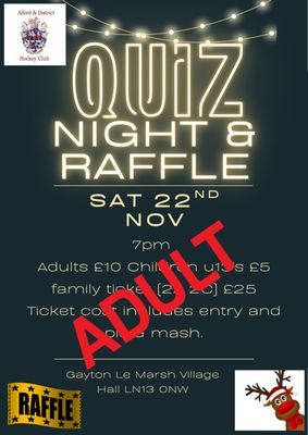 Adult Ticket for Xmas Quiz and Rafffle 22nd Nov 2025 Adult Ticket for Xmas Quiz and Rafffle 22nd Nov 2025