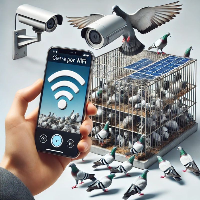 JAULA DE CAPTURA DE PALOMAS CON CÁMARA DE VIGILANCIA Y CIERRE POR SISTEMA WIFI