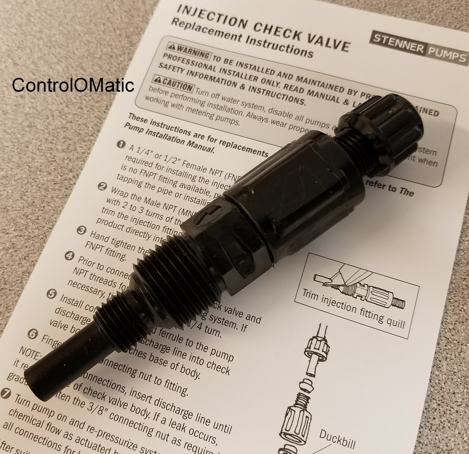 Stenner Pump Company UCDBINJ Injection Check Valve 1/4-Inch