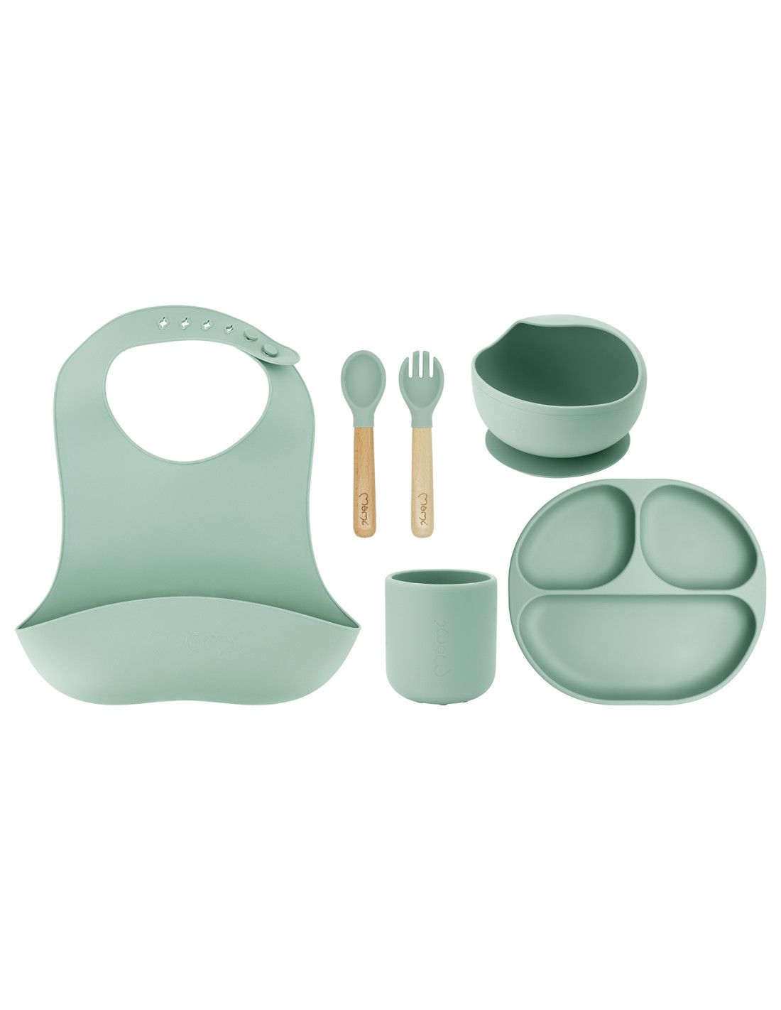 Set de repas en Silicone Momi, Couleurs: vert