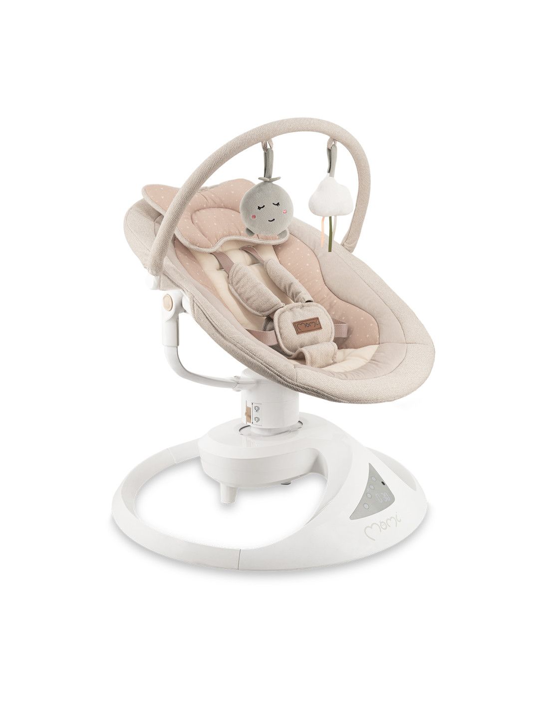 MoMi PEARL Balancelle Bébé Électrique 360° - 10 mélodies - 5 modes de balancement - Arche à jouets