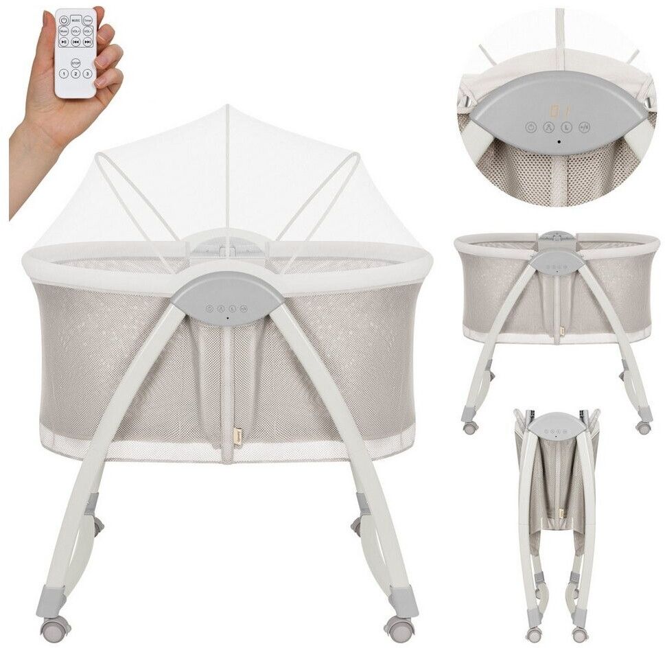 Berceau Électrique avec Vibration &amp; Télécommande, jusqu'à 9kg, beige