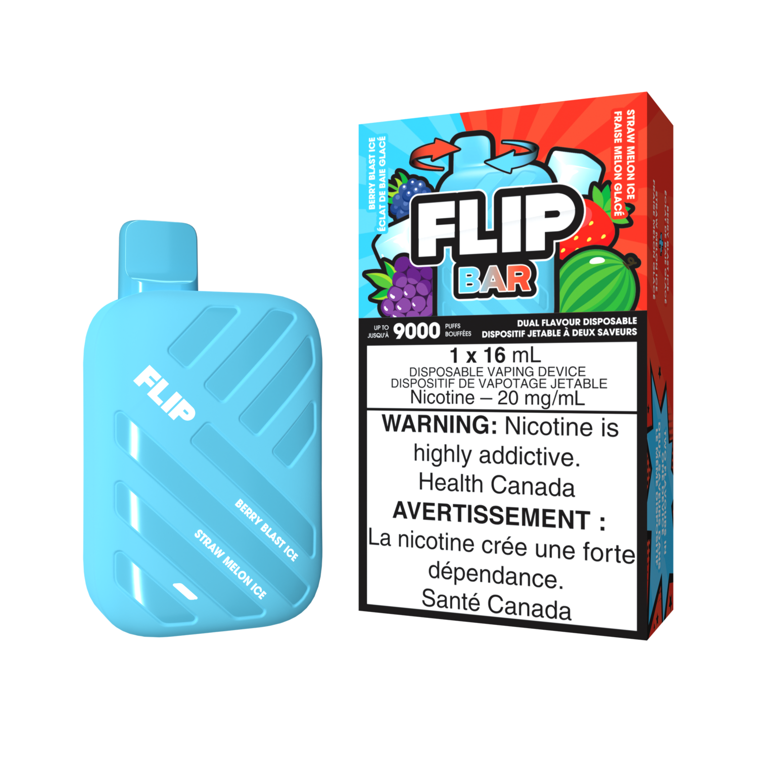 Flip Bar 9000 Puffs - Berry Blast Ice &amp; Straw Melon Ice