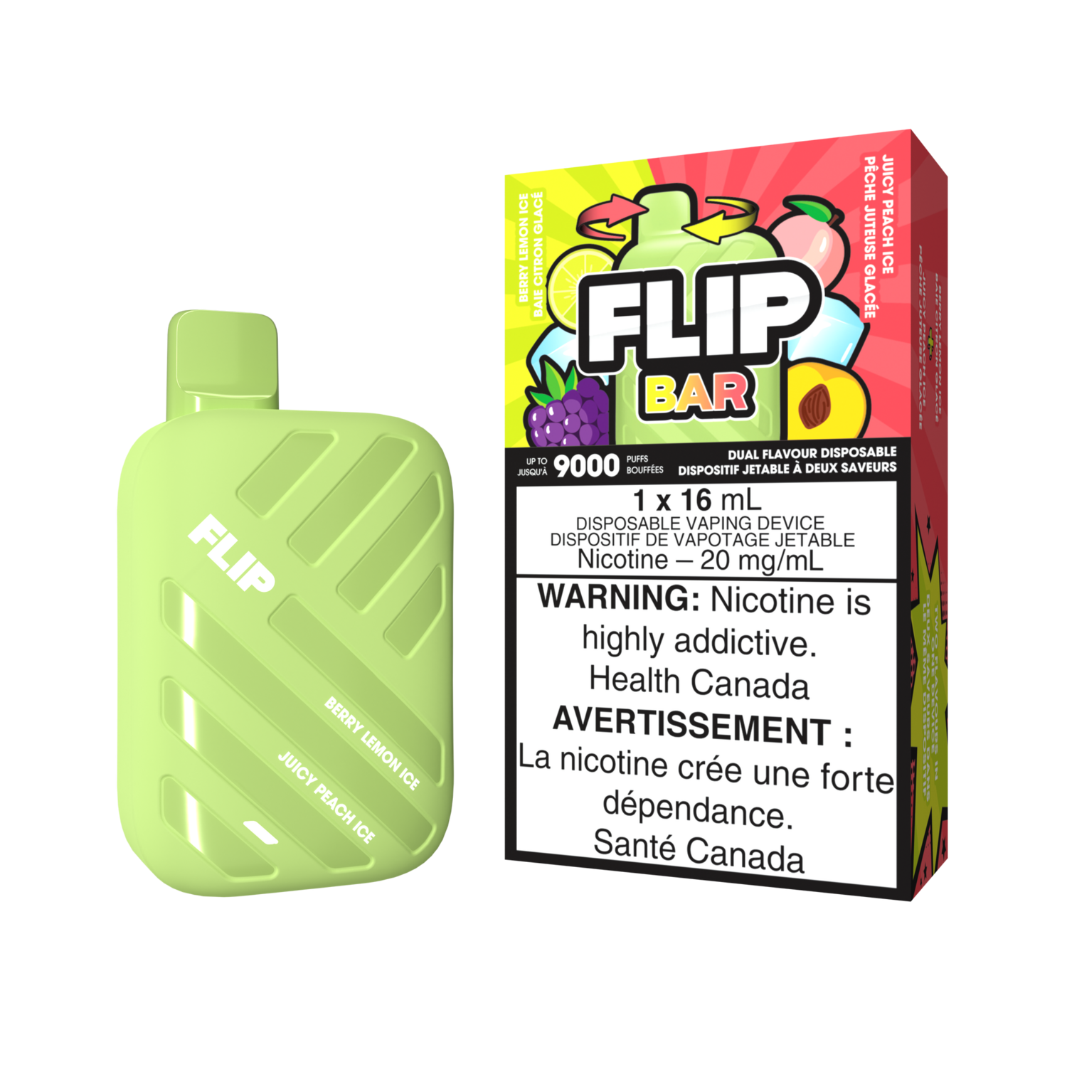 Flip Bar 9000 Puffs - Berry Lemon Ice &amp; Juicy Peach Ice