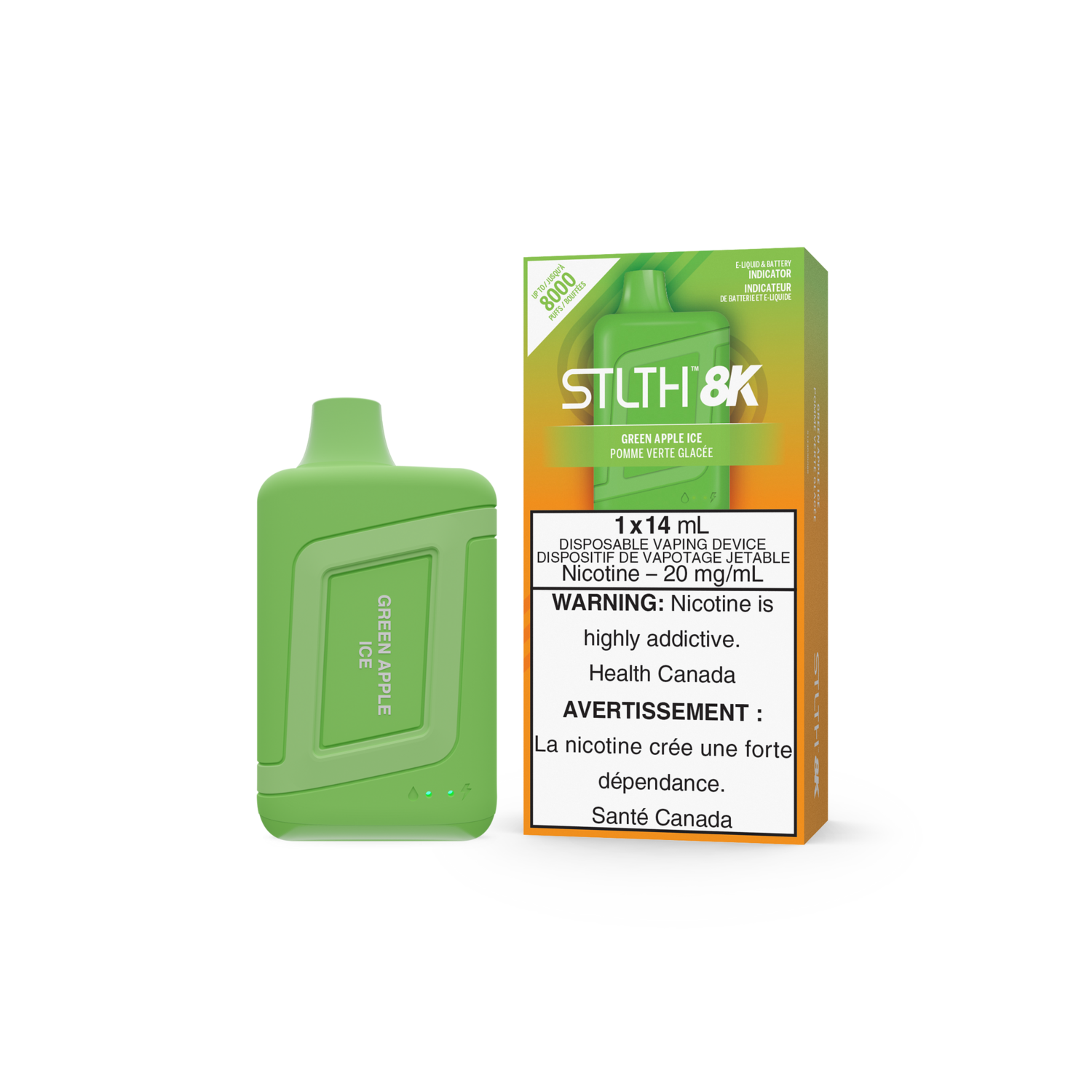 STLTH 8000 Puffs - Green Apple Ice