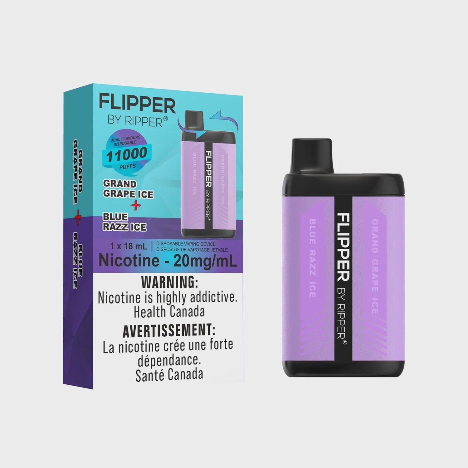 Flipper 11000 Puffs - Grand Grape Ice + Blue razz ice
