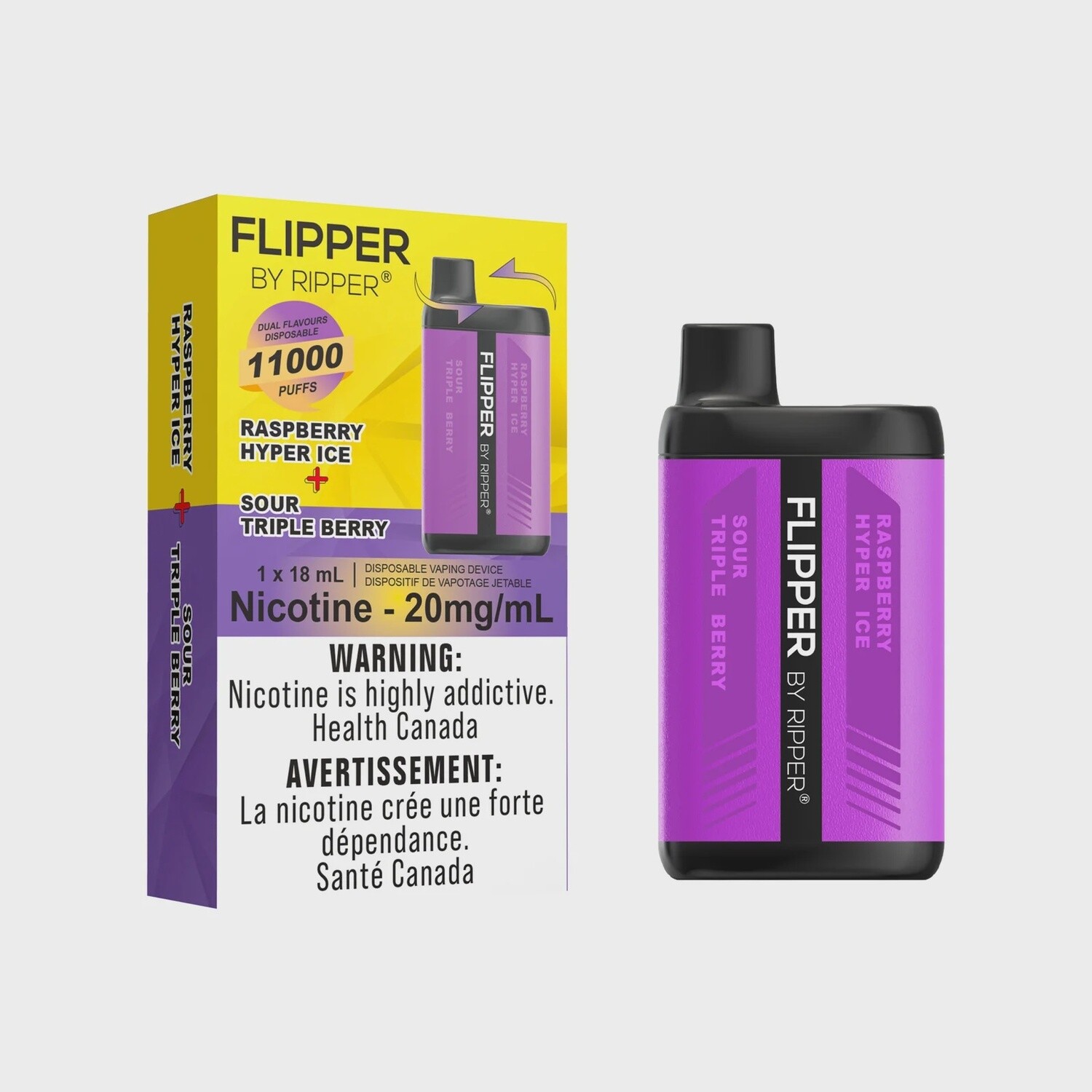 Flipper 11000 Puffs - Raspberry Hyper Ice + Sour Triple Berry