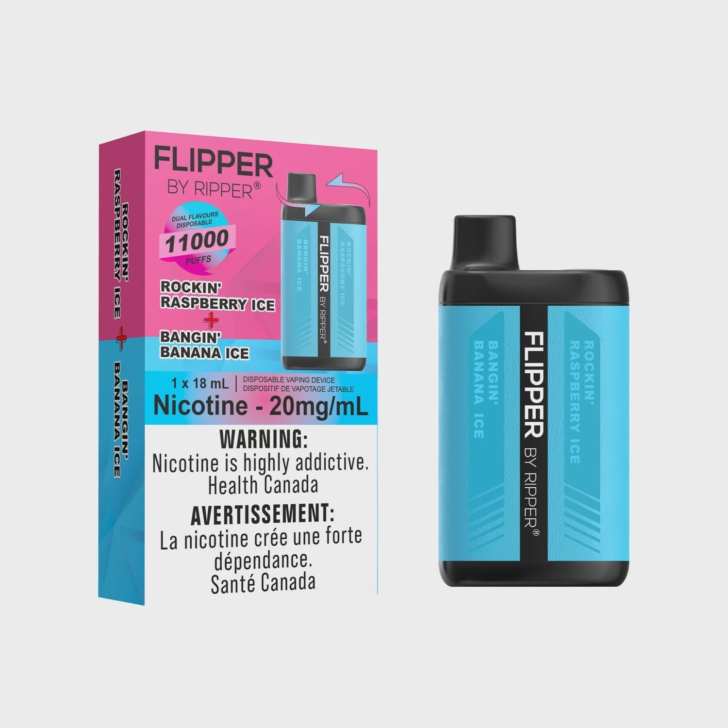 Flipper 11000 Puffs - Rockin&#39; Raspberry Ice + Bangin&#39; Banana Ice